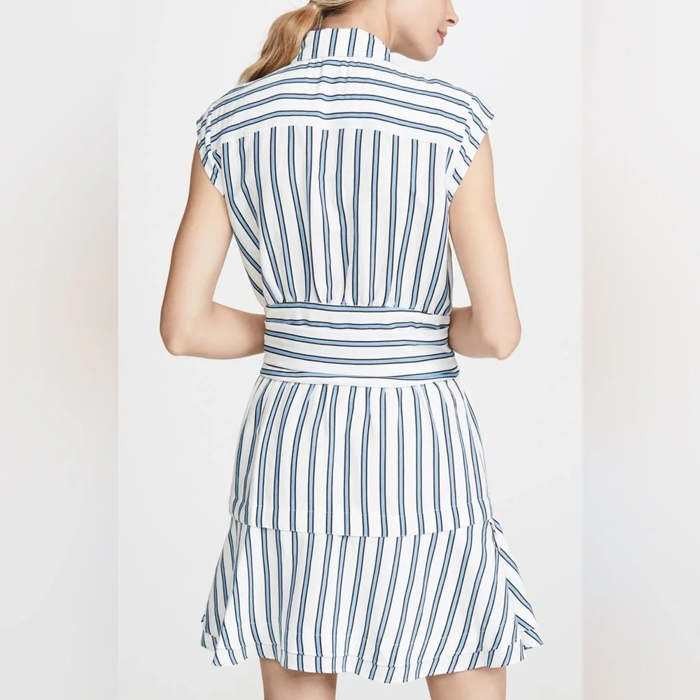 Derek Lam 10 Crosby Striped Tie Waist Shirt Dress Size 8 - Picture 7 of 10